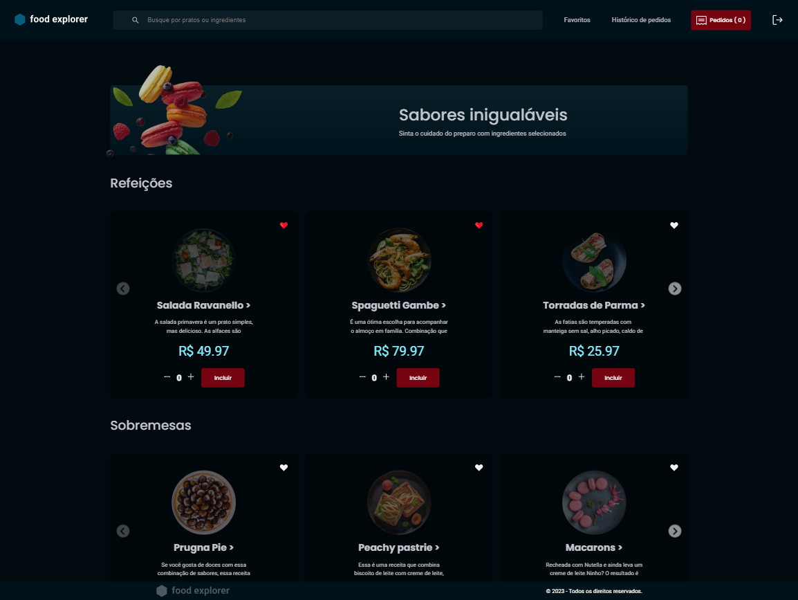 Food Explorer - E-commerce